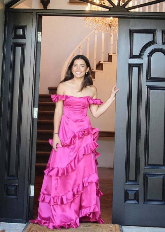 Maria maxi salsa ruffles - Hot pink (Was $350)