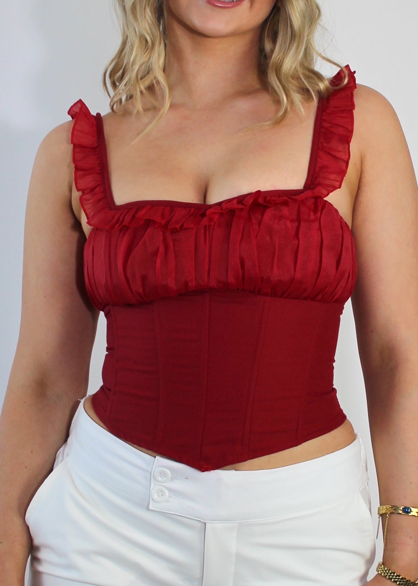 Lacy top White | Black | Red