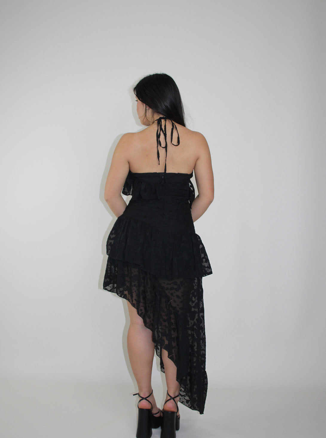 Dress Black midi long three layers (was $129)