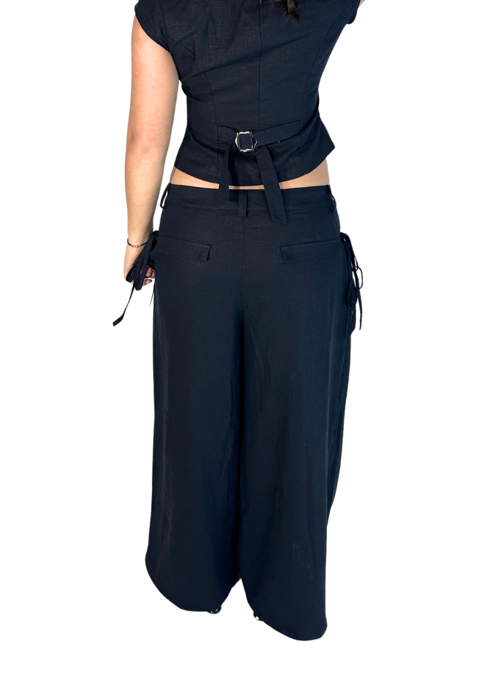 Chloe Pants - Black Linen