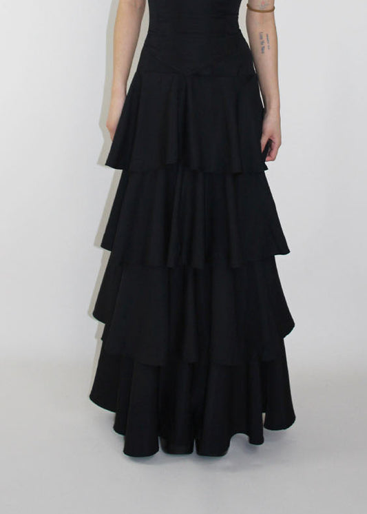 Layered Maxi Skirt Black