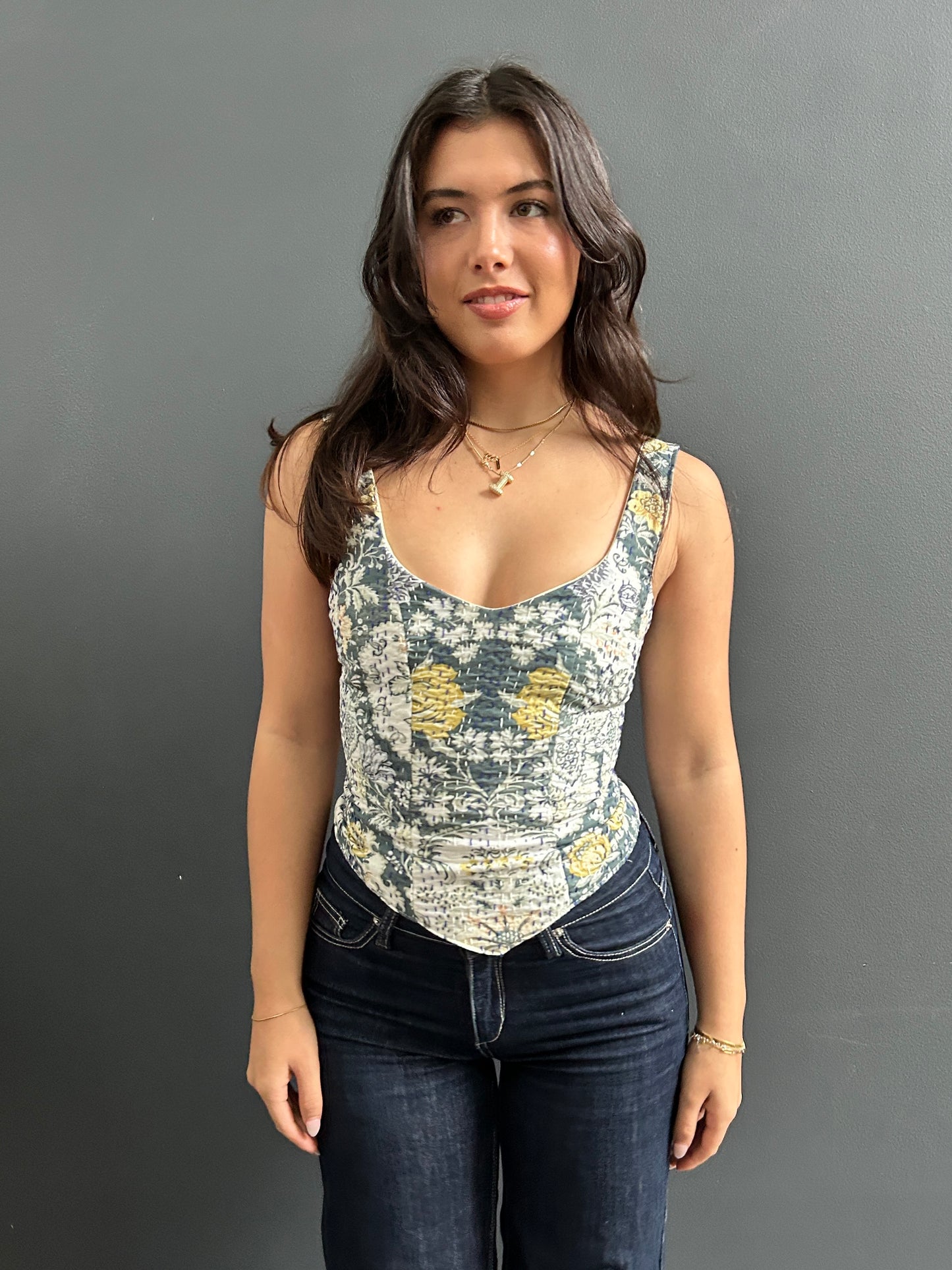 Corset Vest vintage florals