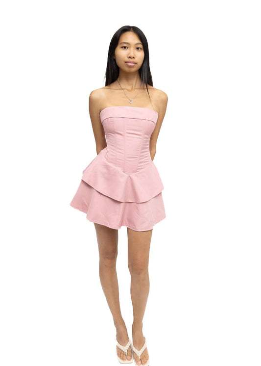strapless mini rara dress dusty pink