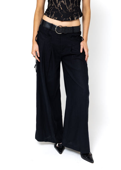 Chloe Pants - Black Linen