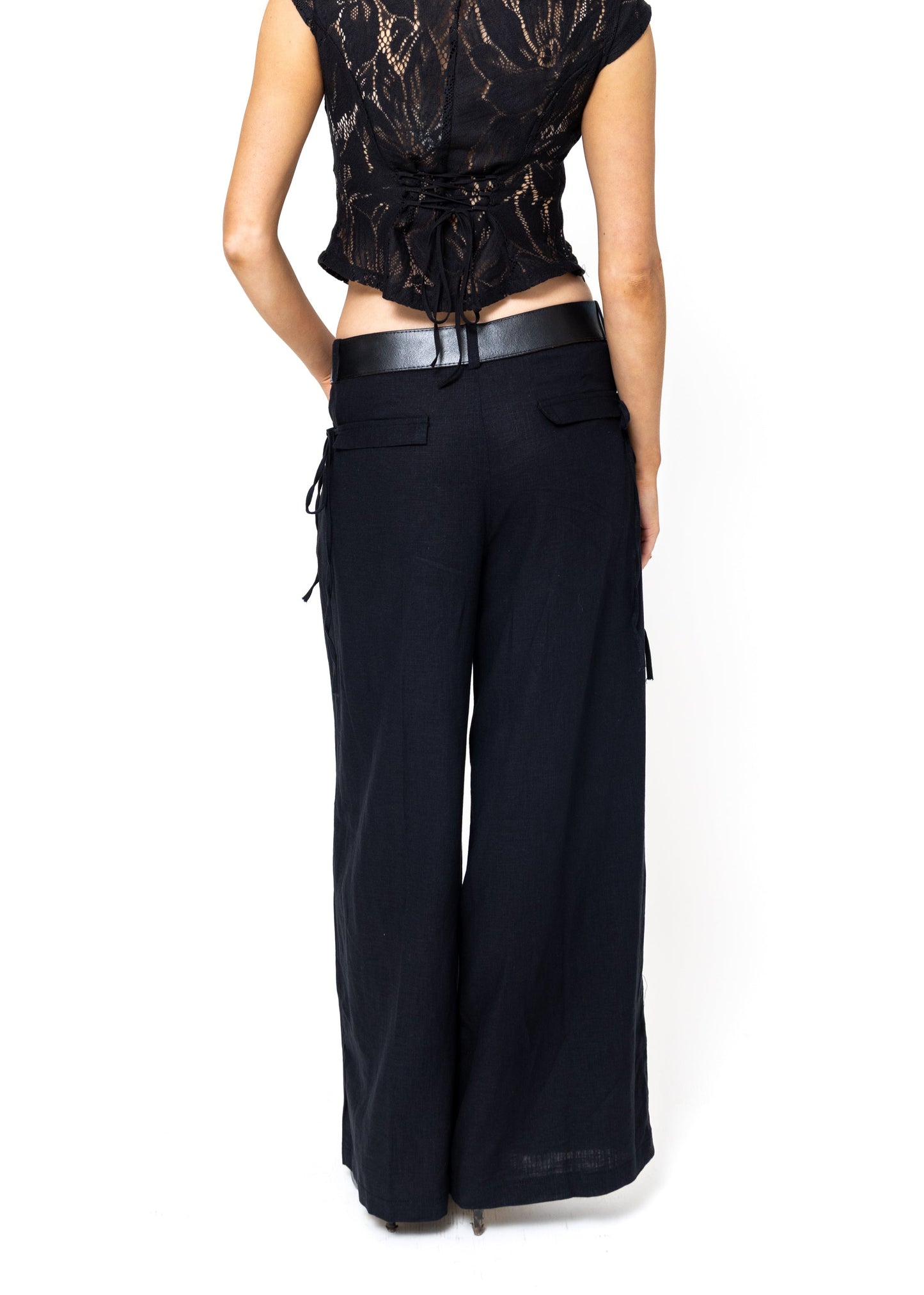 Chloe Pants - Black Linen