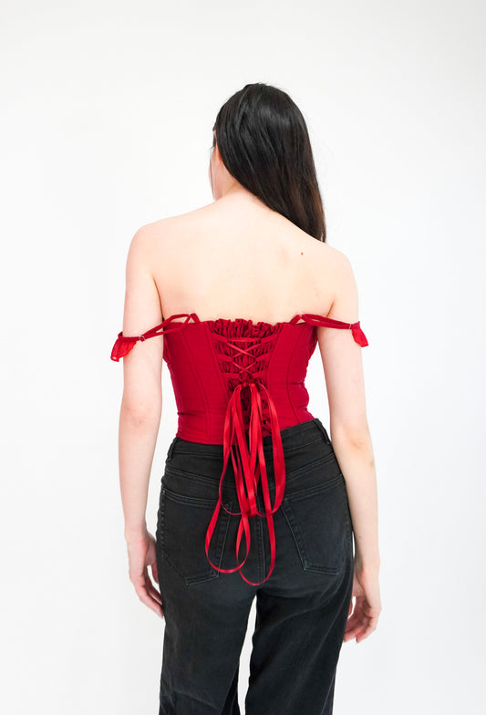Lacy top - White | Black | Red