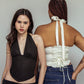 halter top with lace-up back, made in Melbourne