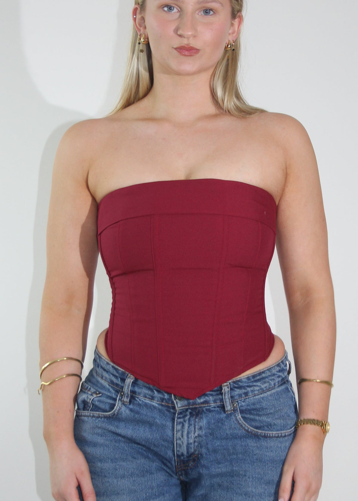 Corset Strapless red wine