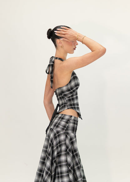 Alba Halter Corset Top - Plaid