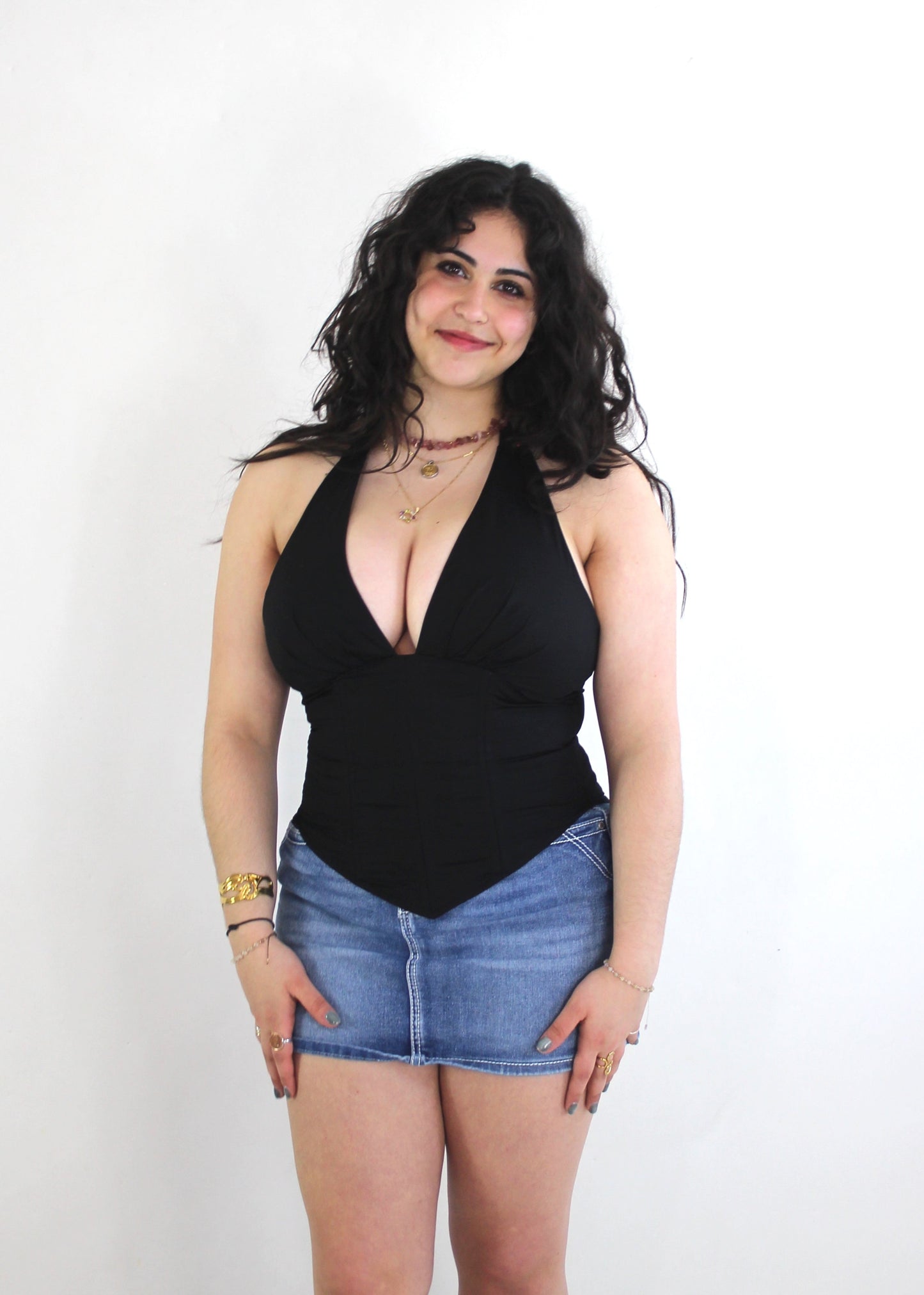 Halter Neck - Black | White | Blue