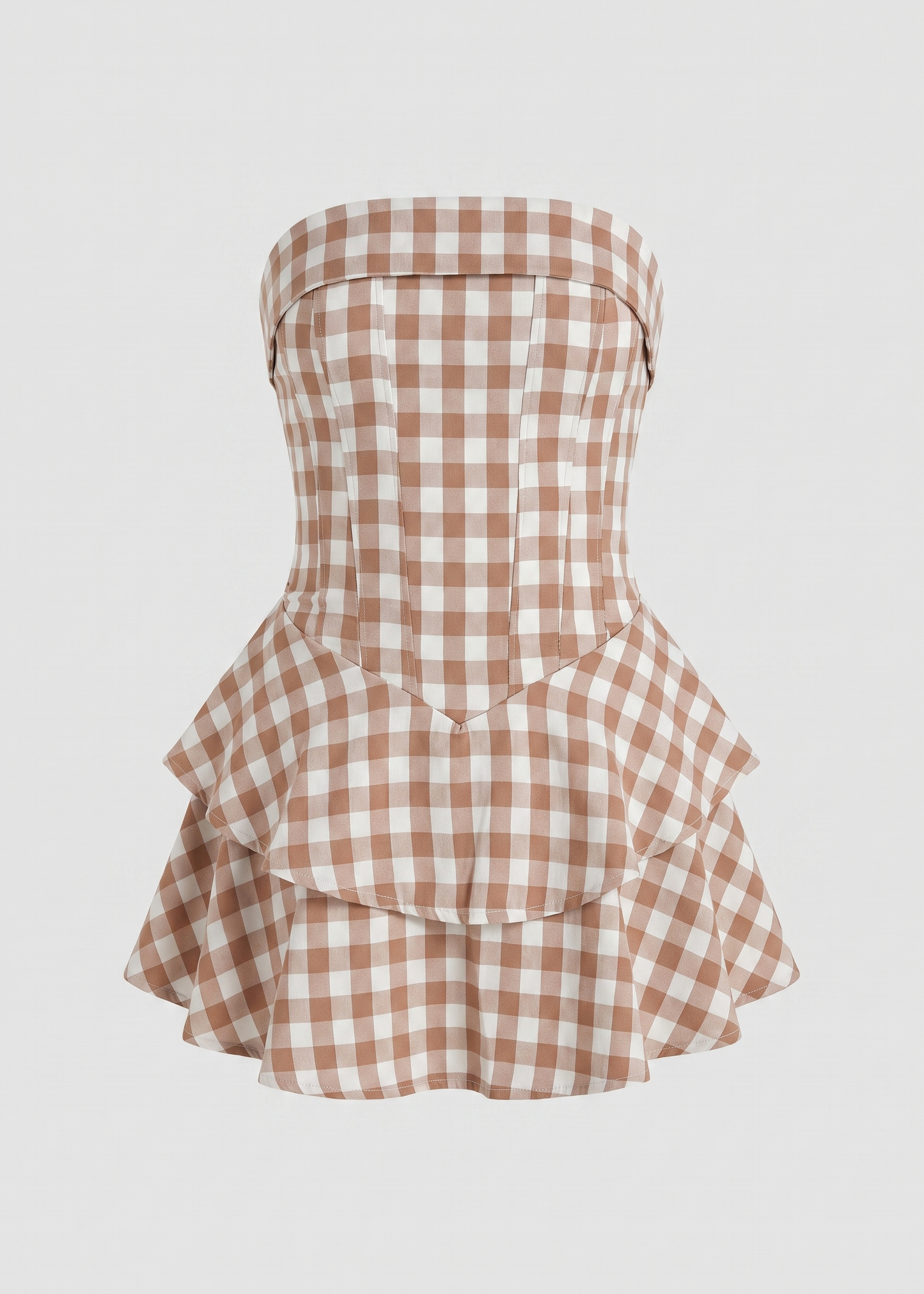 Strapless mini corset dress in Gingham