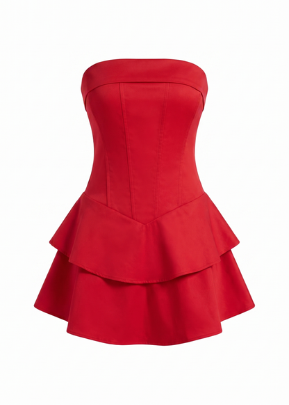 strapless mini rara dress - Red
