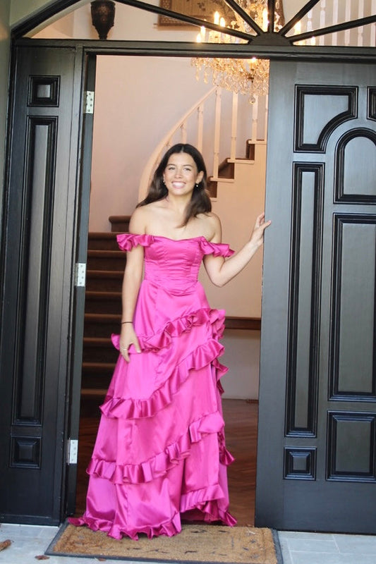 Maria maxi salsa ruffles - Hot pink (Was $350)