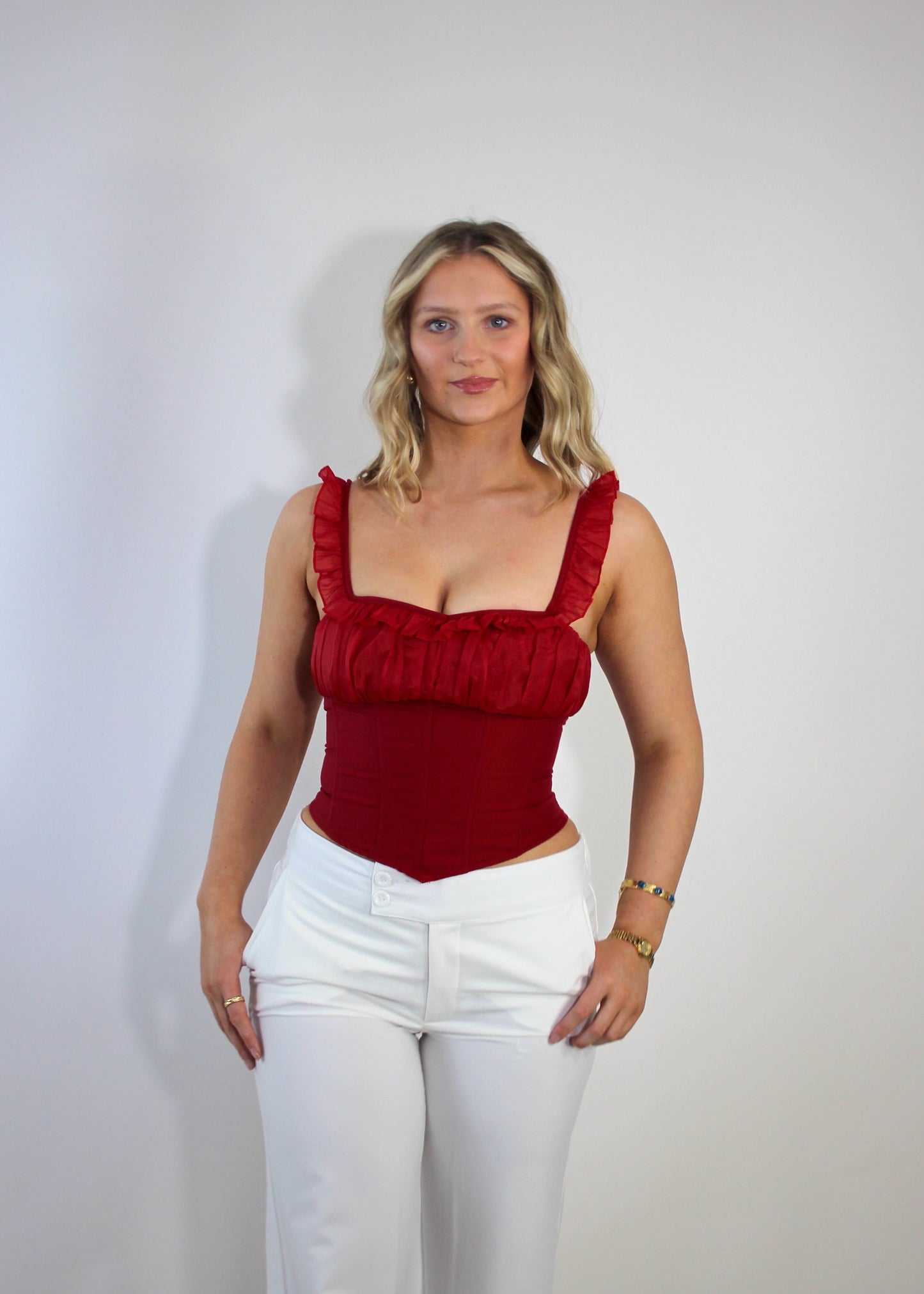 Lacey white top
