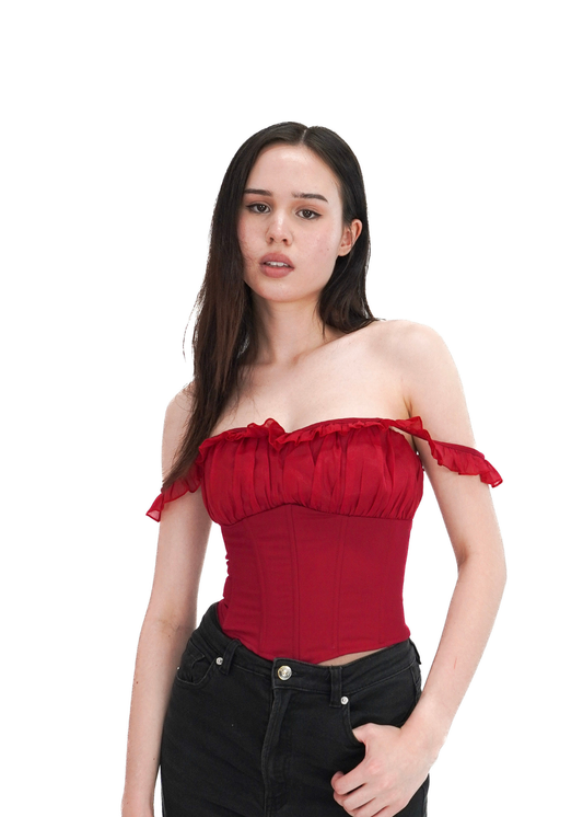 Lacy top - White | Black | Red