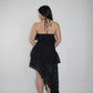 Dress Black midi long three layers