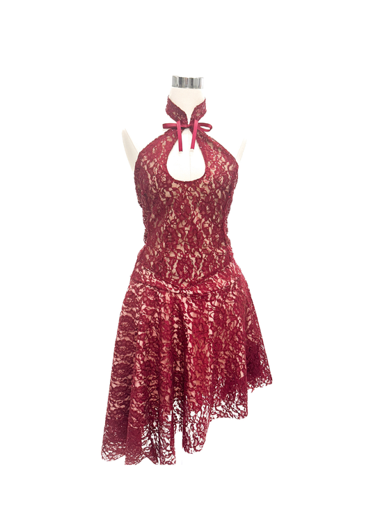 Luna Midi Set Maroon Lace