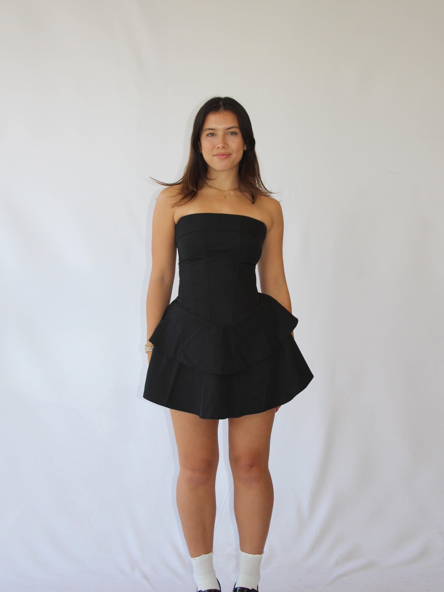 strapless mini dress - solid colours