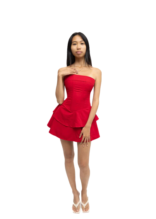 strapless mini rara dress - Red