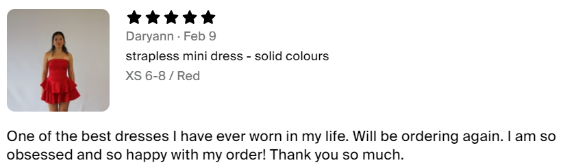 strapless mini rara dress - 4 colours