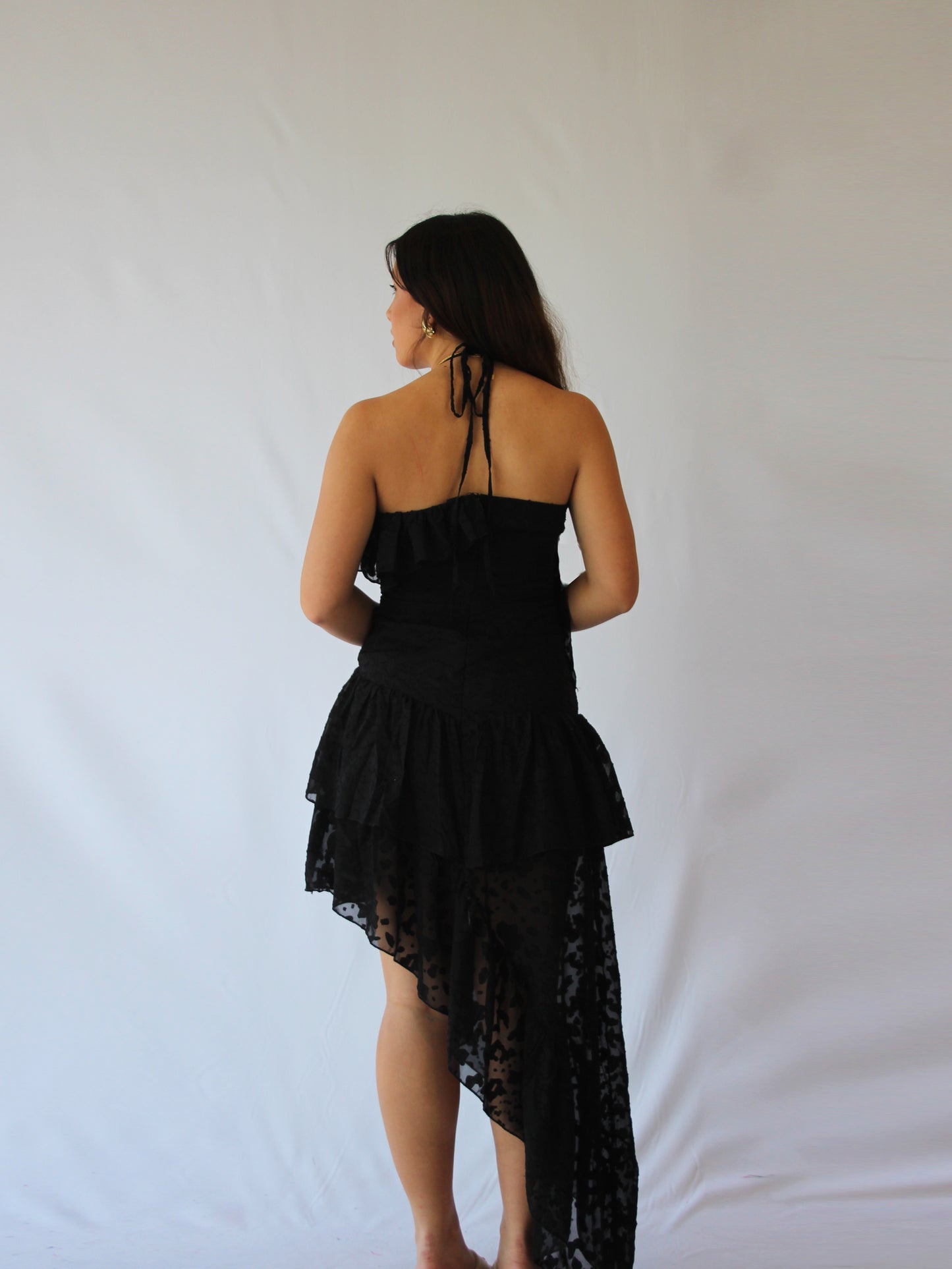 Dress Black midi long three layers (was $129)