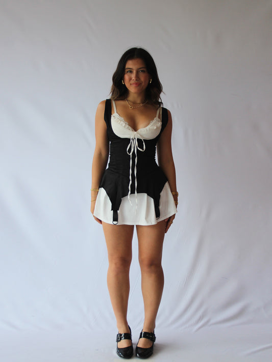 Corset Under-bust with leg suspenders black