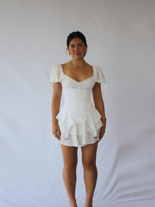 Corset Under-bust with leg suspenders white