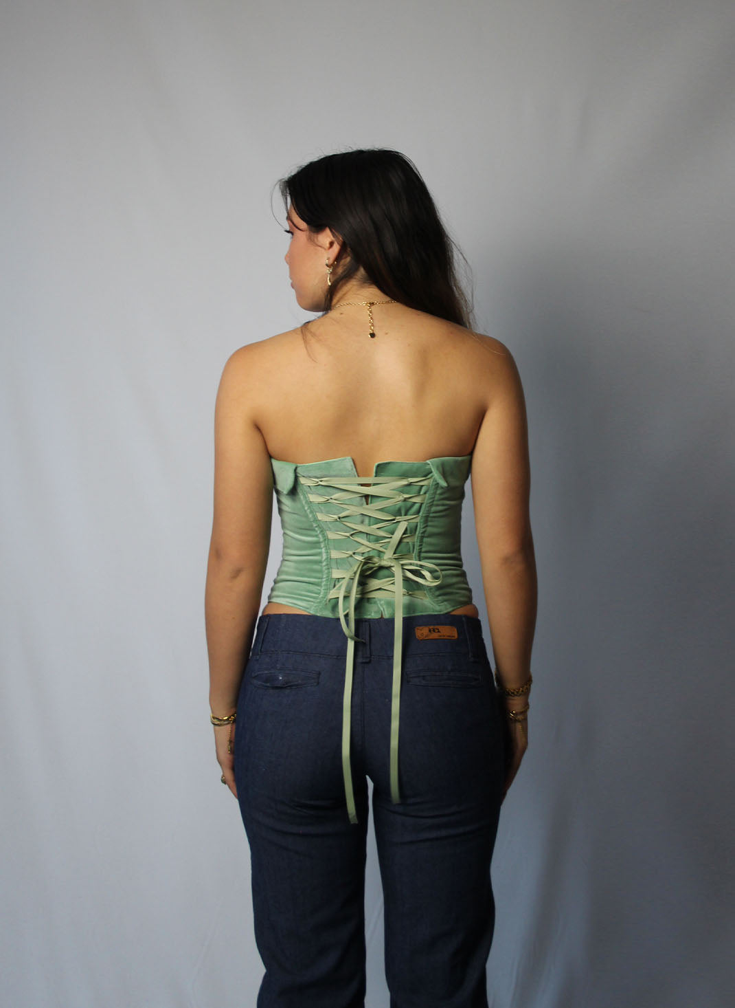 Corset Strapless Green Velvet (was $105) Last One
