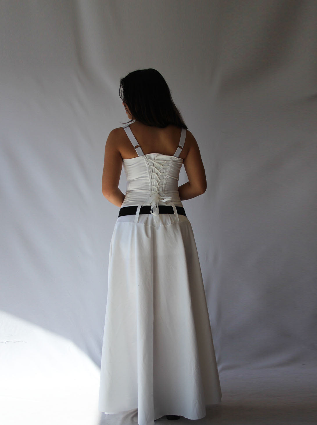 Corset dress with belt loops maxi