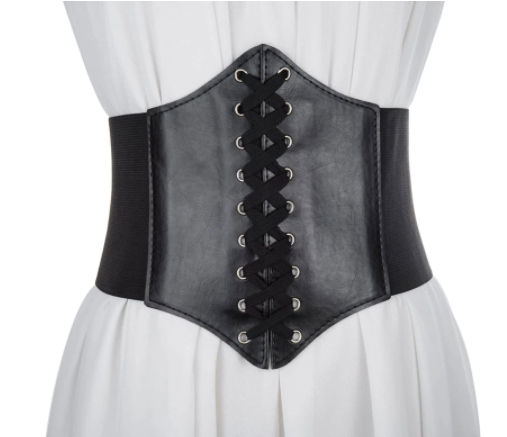 Corset Belt White/Black Elastic