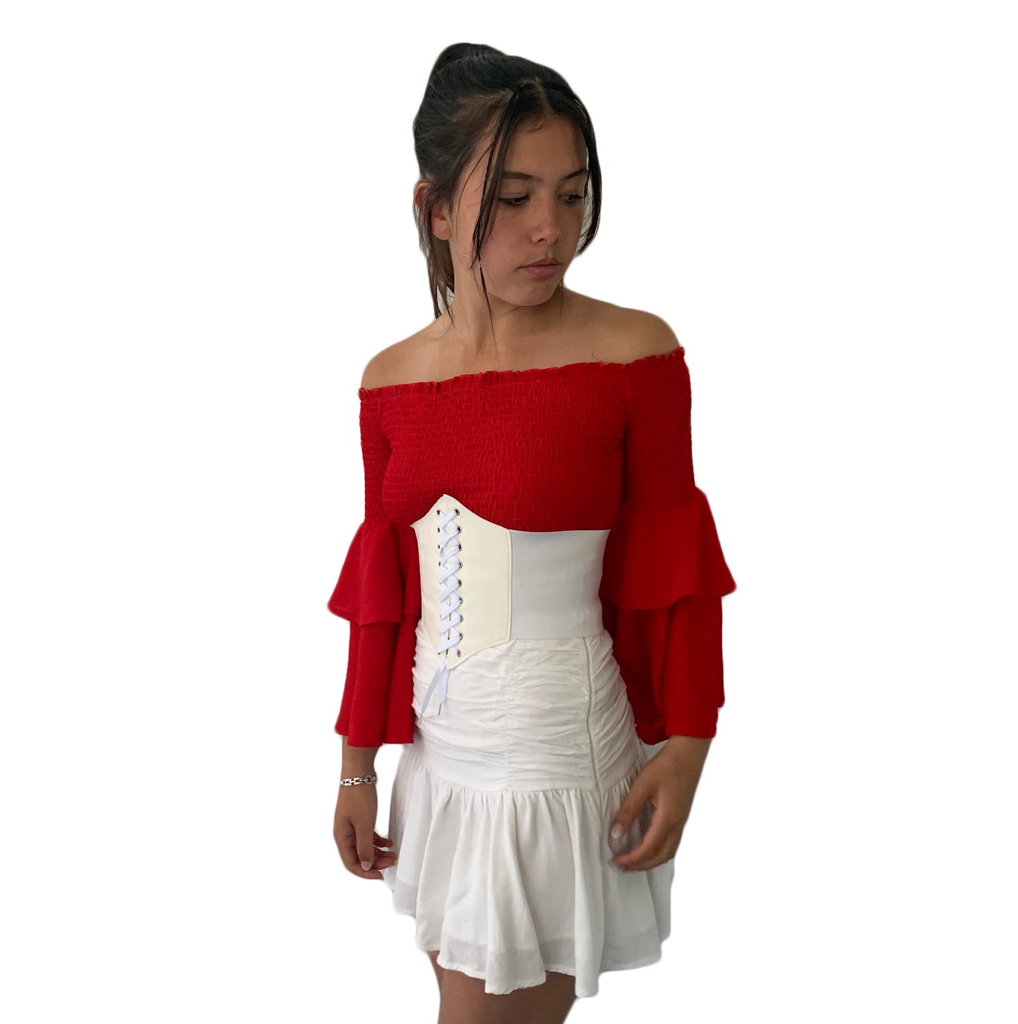 Corset Belt White/Black Elastic