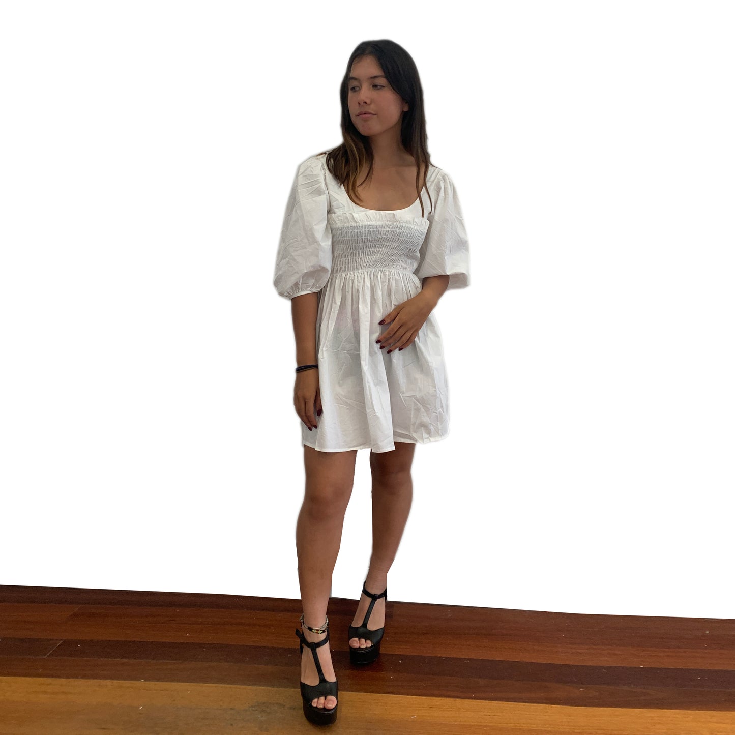 Puff sleeves dress white (was $60)