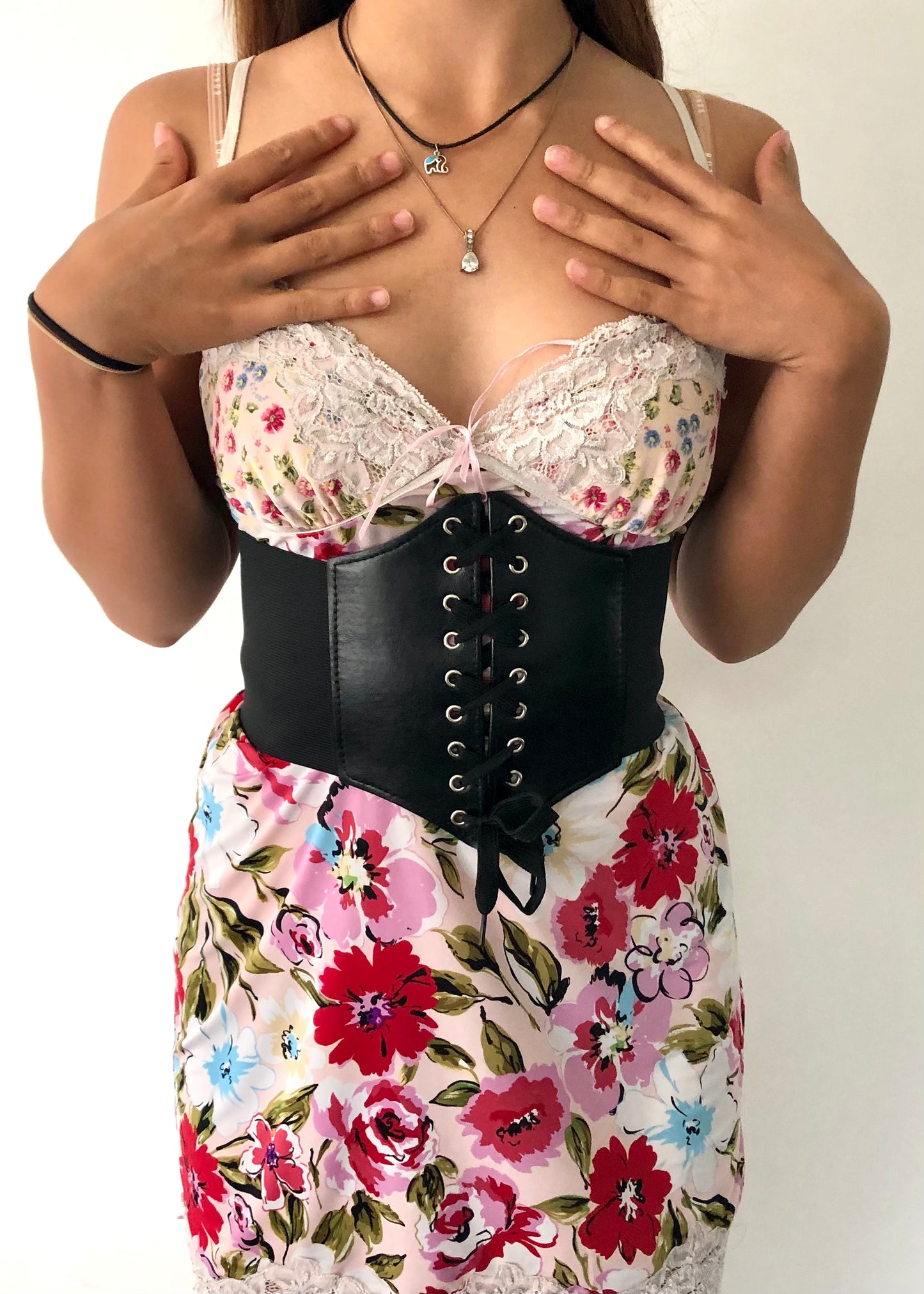 Corset Belt White/Black Elastic