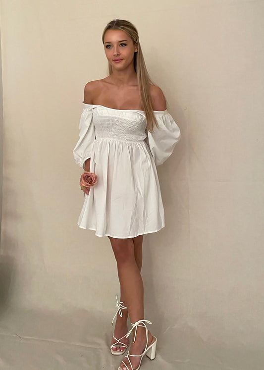 Puff sleeves dress white (was $60)